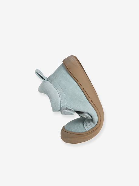 Zachte lederen baby-slofjes voor de eerste stapjes beige, bedrukt+blauw, bedrukt+brons+goud+goudgeel+groen, bedrukt+oudroze+roze (poederkleur)+roze, bedrukt+rozen+turquoiseblauw+veel roze+zachtpaars - vertbaudet enfant 