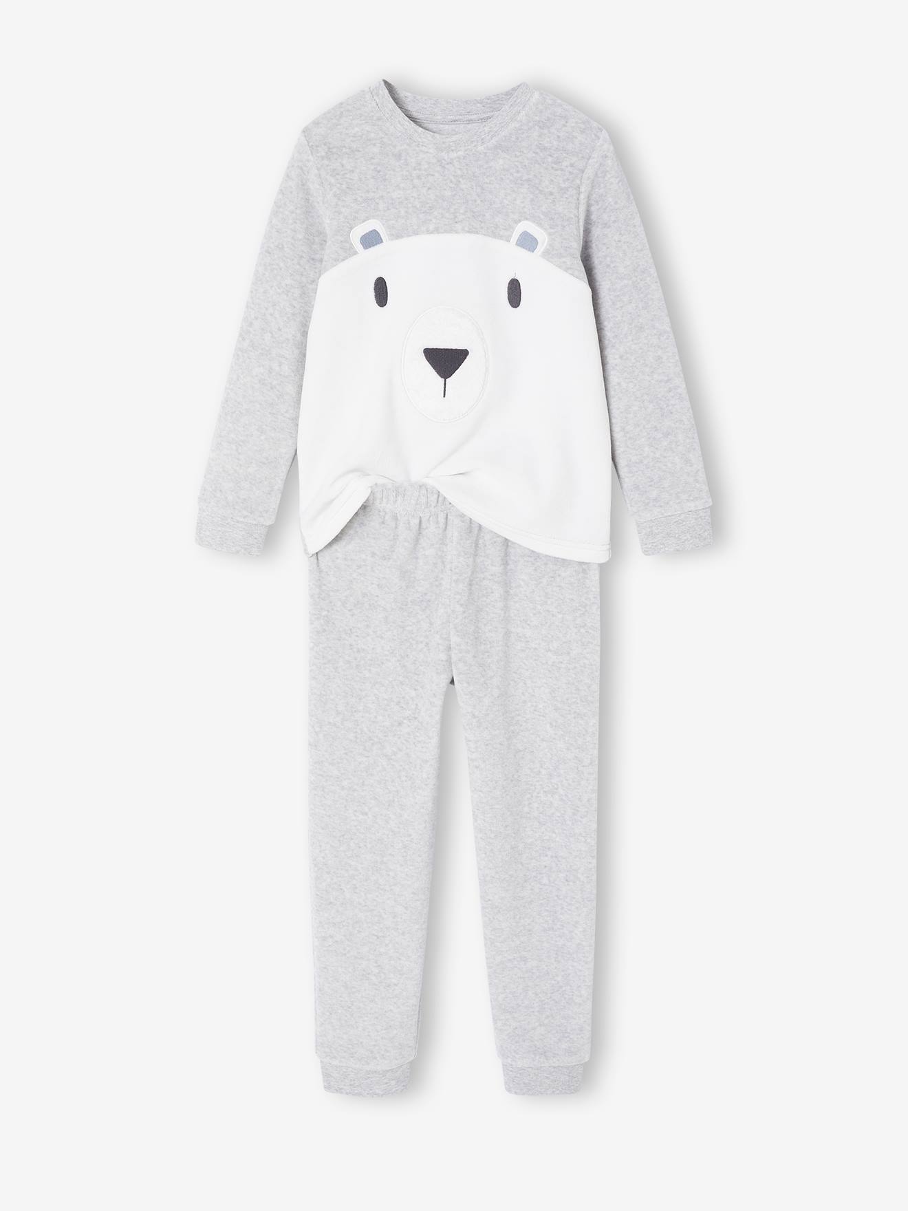 Vertbaudet Pyjama Fluweel / Velours Voor Jongens Beer Gemêleerd Grijs