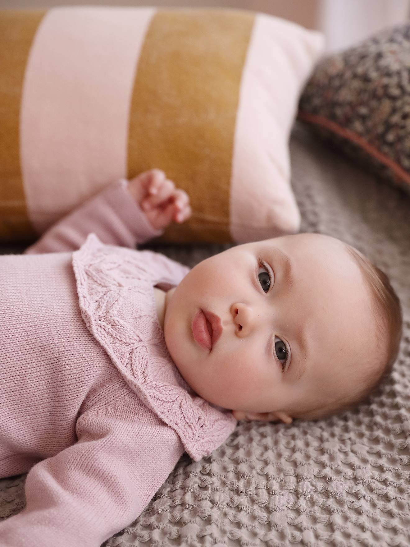 Vertbaudet Babypakje Met Gebreide Bloomer En Panty's Zachtpaars