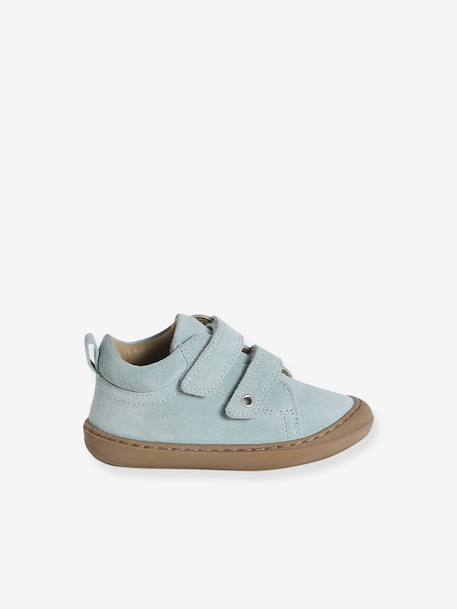Zachte lederen baby-slofjes voor de eerste stapjes beige, bedrukt+blauw, bedrukt+brons+goud+goudgeel+groen, bedrukt+oudroze+roze (poederkleur)+roze, bedrukt+rozen+turquoiseblauw+veel roze+zachtpaars - vertbaudet enfant 