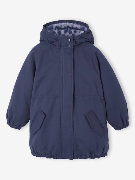 Parka fille à capuche doublée imitation fourrure bois de rose+camel+marine+noir+prune+vert foncé - vertbaudet enfant 