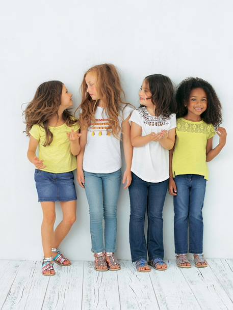 Sandales fille en cuir ARGENT MULTICO+Blanc+NOIR+ROSE FUCHSIA+ROSE PALE METALISE - vertbaudet enfant 