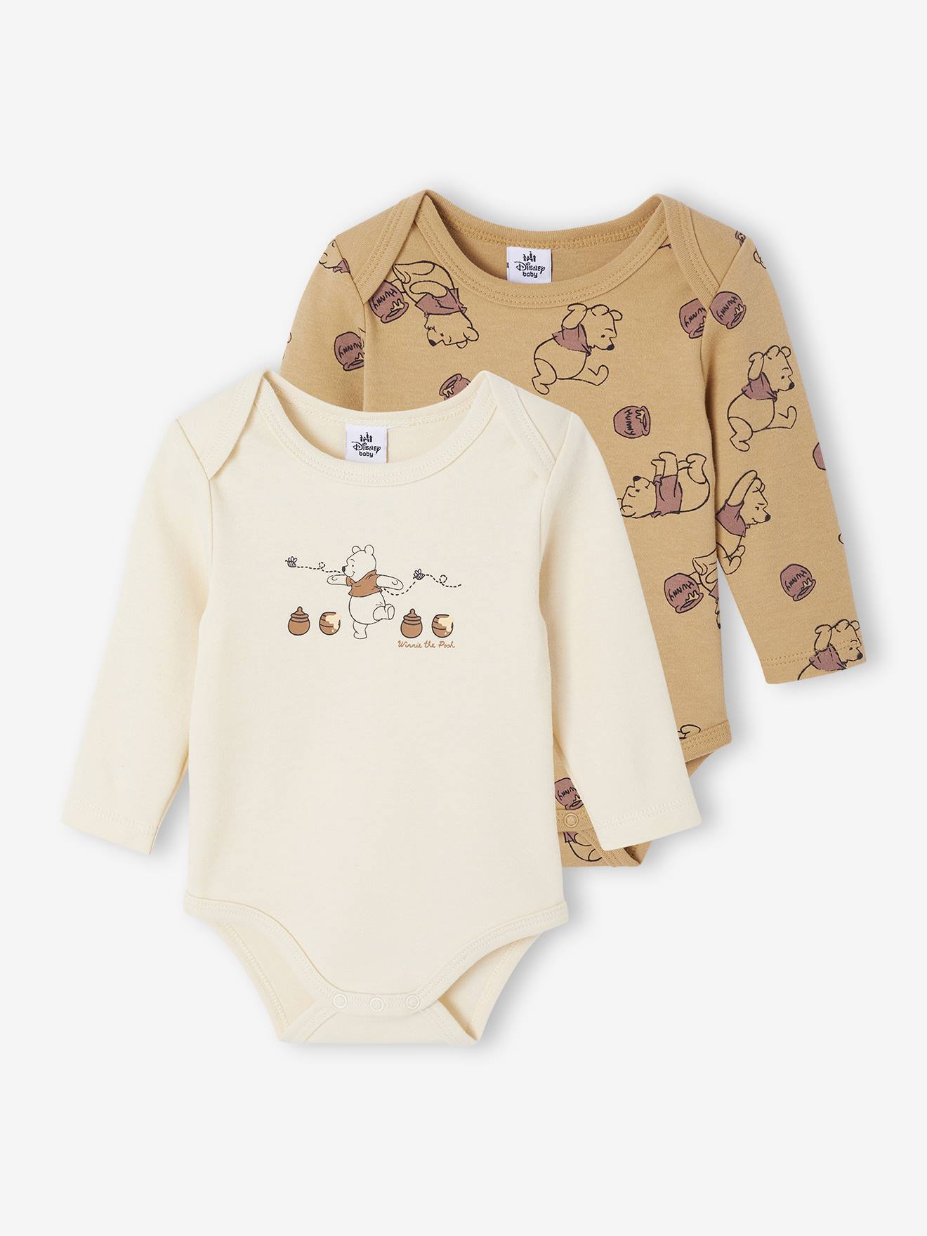 Winnie De Poeh Set Van 2 Body's Winnie L'Ourson Lange Mouwen Pasgeboren Jongen Cappuccino