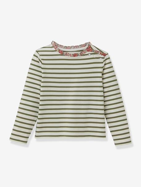 Fille-T-shirt, sous-pull-T-shirt marinière fille tissu Liberty coton biologique