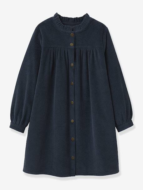 Fille-Robe chemise fille en velours gaufré