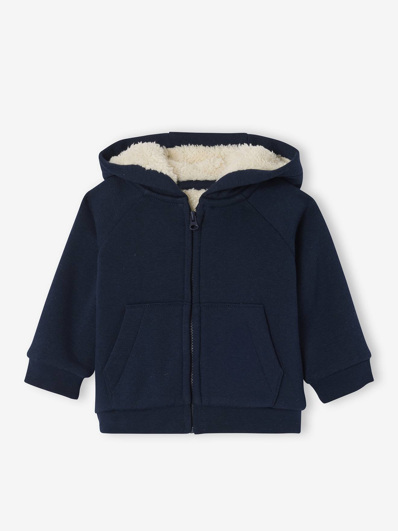 Vertbaudet Baby Vestje Met Rits Van Volledig Gevoerde Fleece Met Capuchon Marineblauw