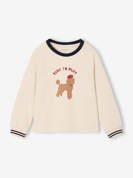 Fille-T-shirt, sous-pull-T-shirt-T-shirt fille motif chien détails glitter manches longues