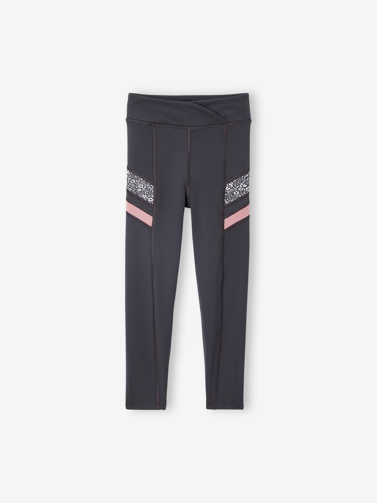 Vertbaudet Technische Sportlegging Voor Meisjes Met Strepen Aan De Zijkant Antraciet