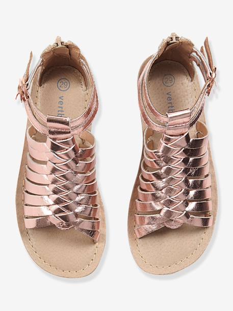 Sandales fille en cuir ARGENT MULTICO+Blanc+NOIR+ROSE FUCHSIA+ROSE PALE METALISE - vertbaudet enfant 