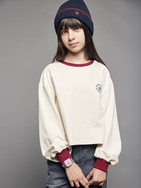 Fille-T-shirt, sous-pull-Tee-shirt cropped fille motif dos