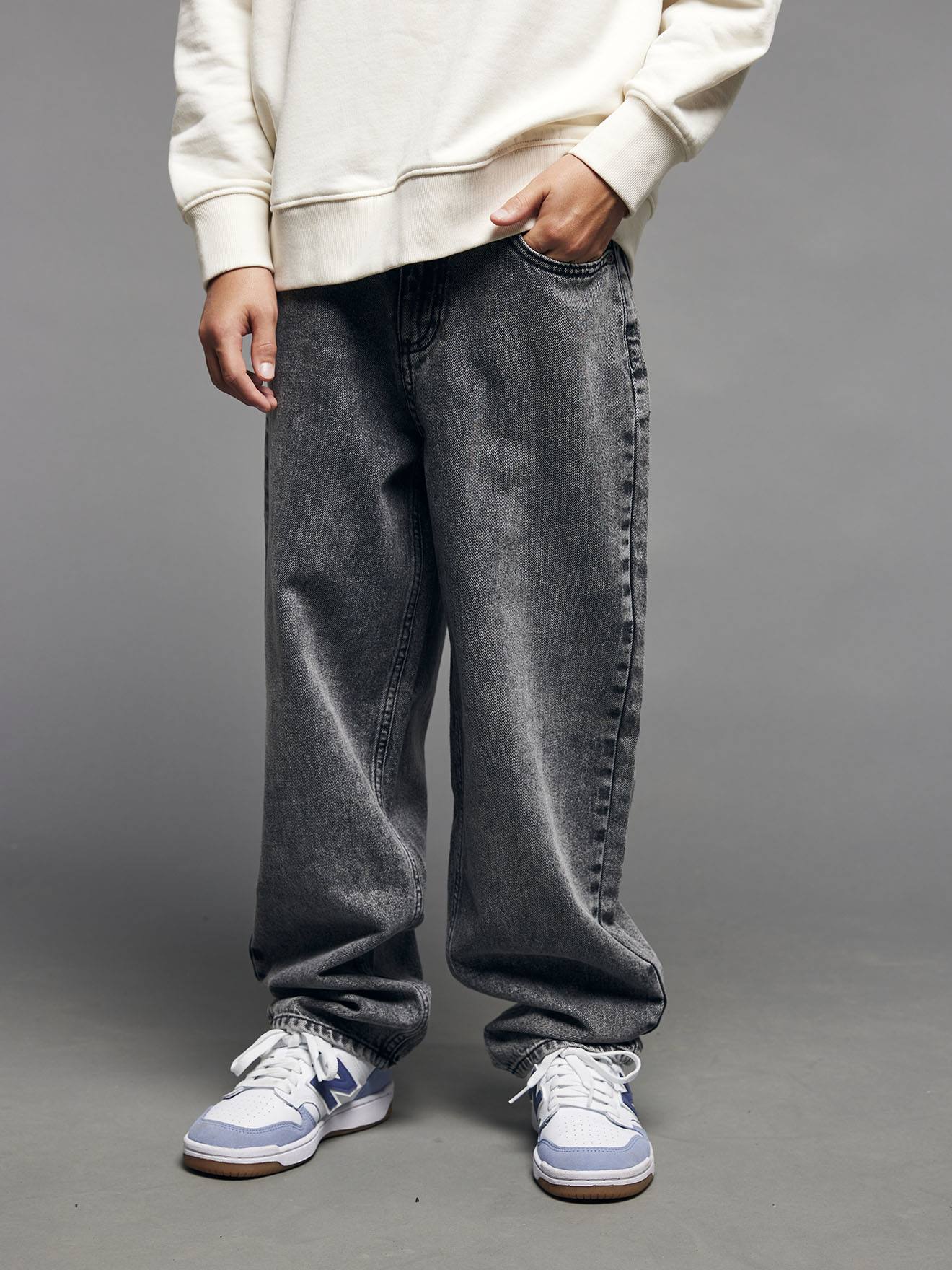 Losse Jongensjeans Jonen Denimgrijs
