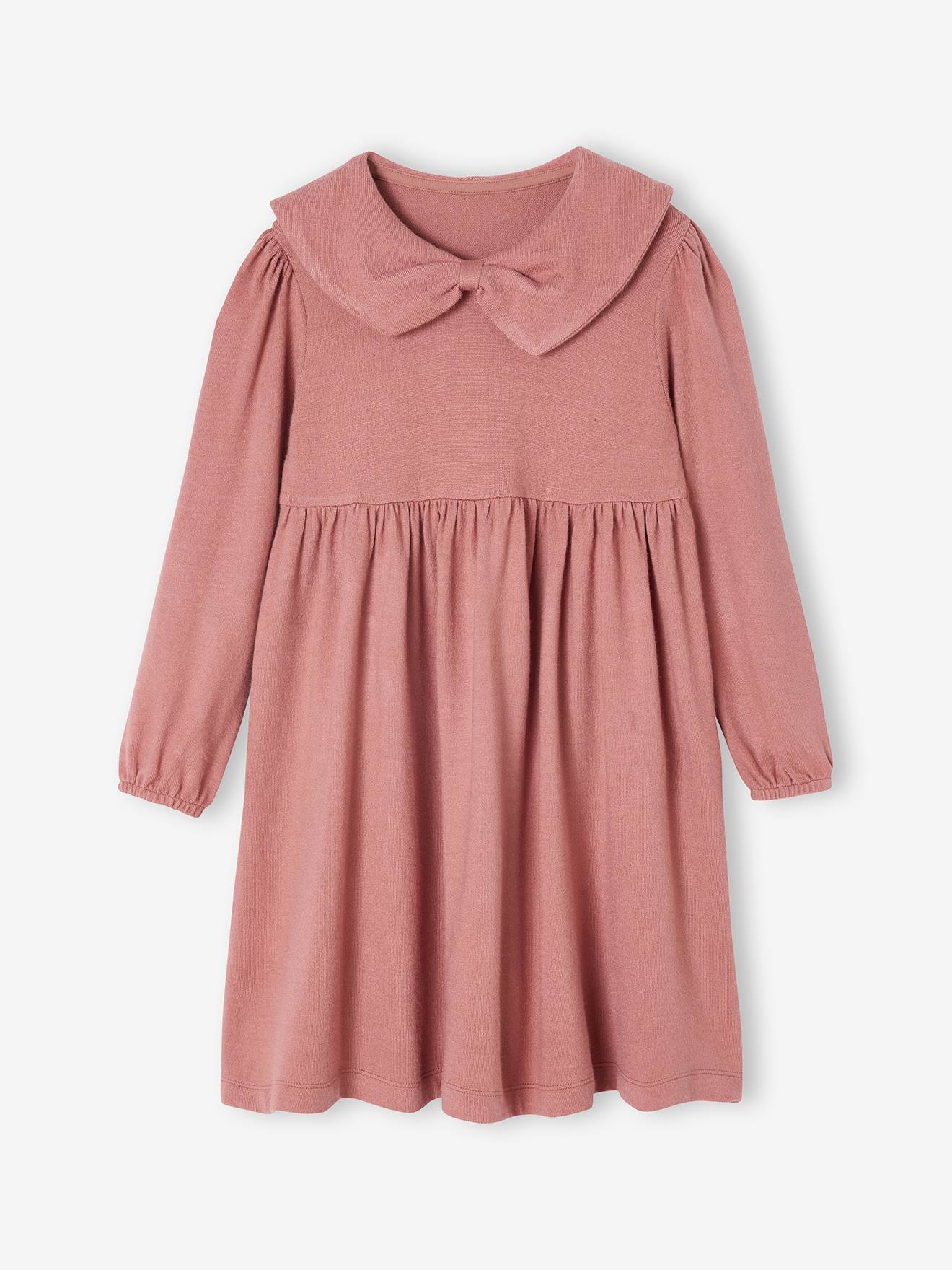 Vertbaudet Jurk Met Fantasie Kraag Van Gebreide Tricot Voor Meisjes Rouge