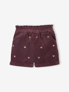 -Short en velours fille détail coeurs brillants brodés