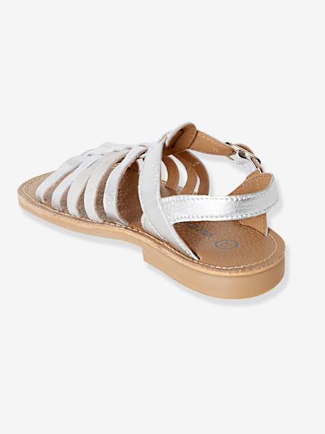 Leren sandalen voor meisjes COGNAC+ROZE+ZILVER - vertbaudet enfant 