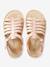 Sandales fille en cuir ARGENT+COGNAC+ROSE - vertbaudet enfant 