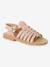 Leren sandalen voor meisjes COGNAC+ROZE+ZILVER - vertbaudet enfant 