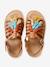 Sandales fille en cuir ARGENT+COGNAC+ROSE - vertbaudet enfant 