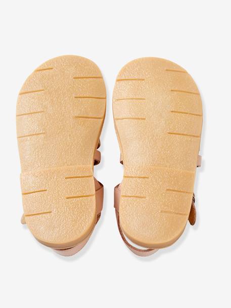 Leren sandalen voor meisjes COGNAC+ROZE+ZILVER - vertbaudet enfant 