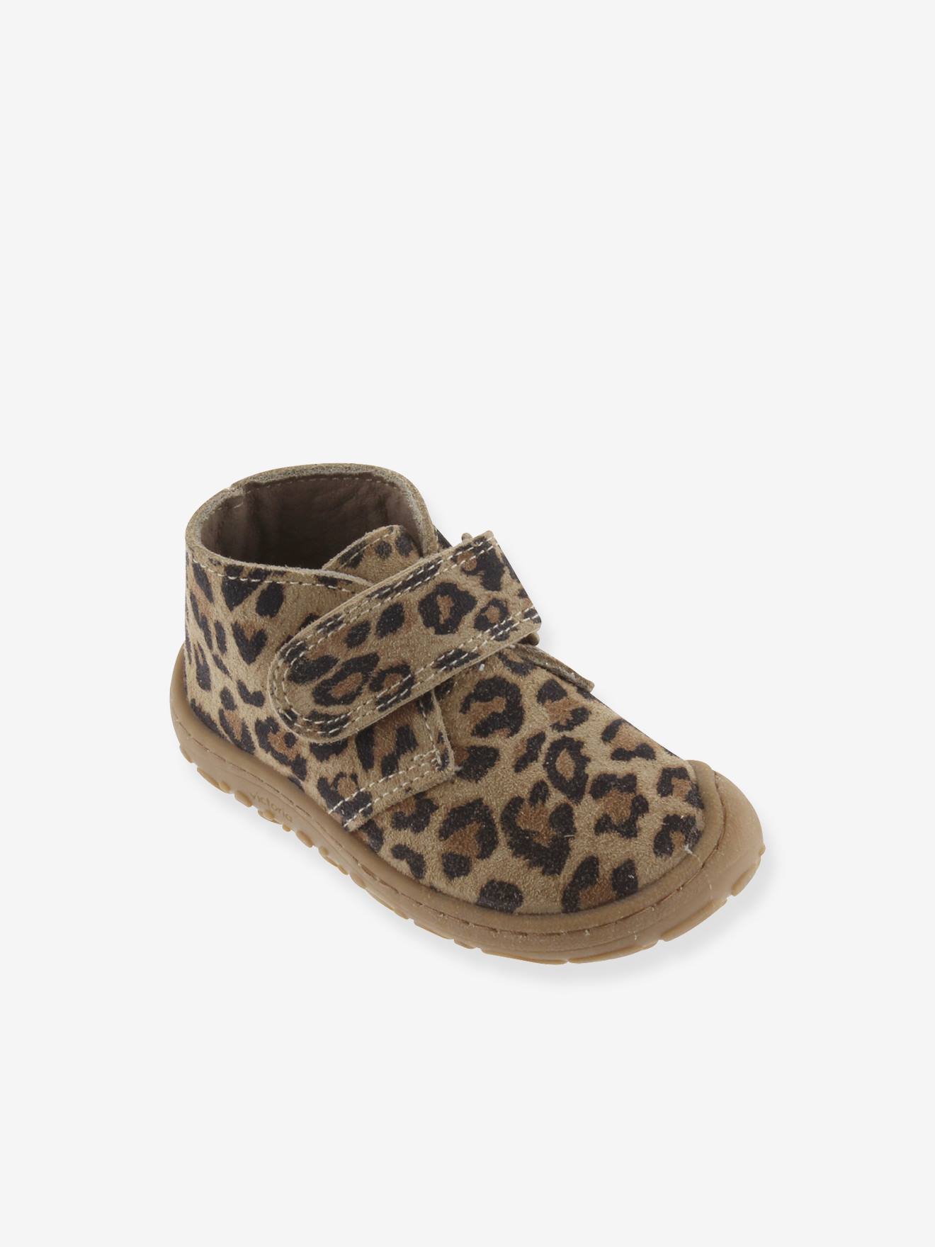 Bosco Barefoot leren hoge schonen met klittenband VICTORIA bruin