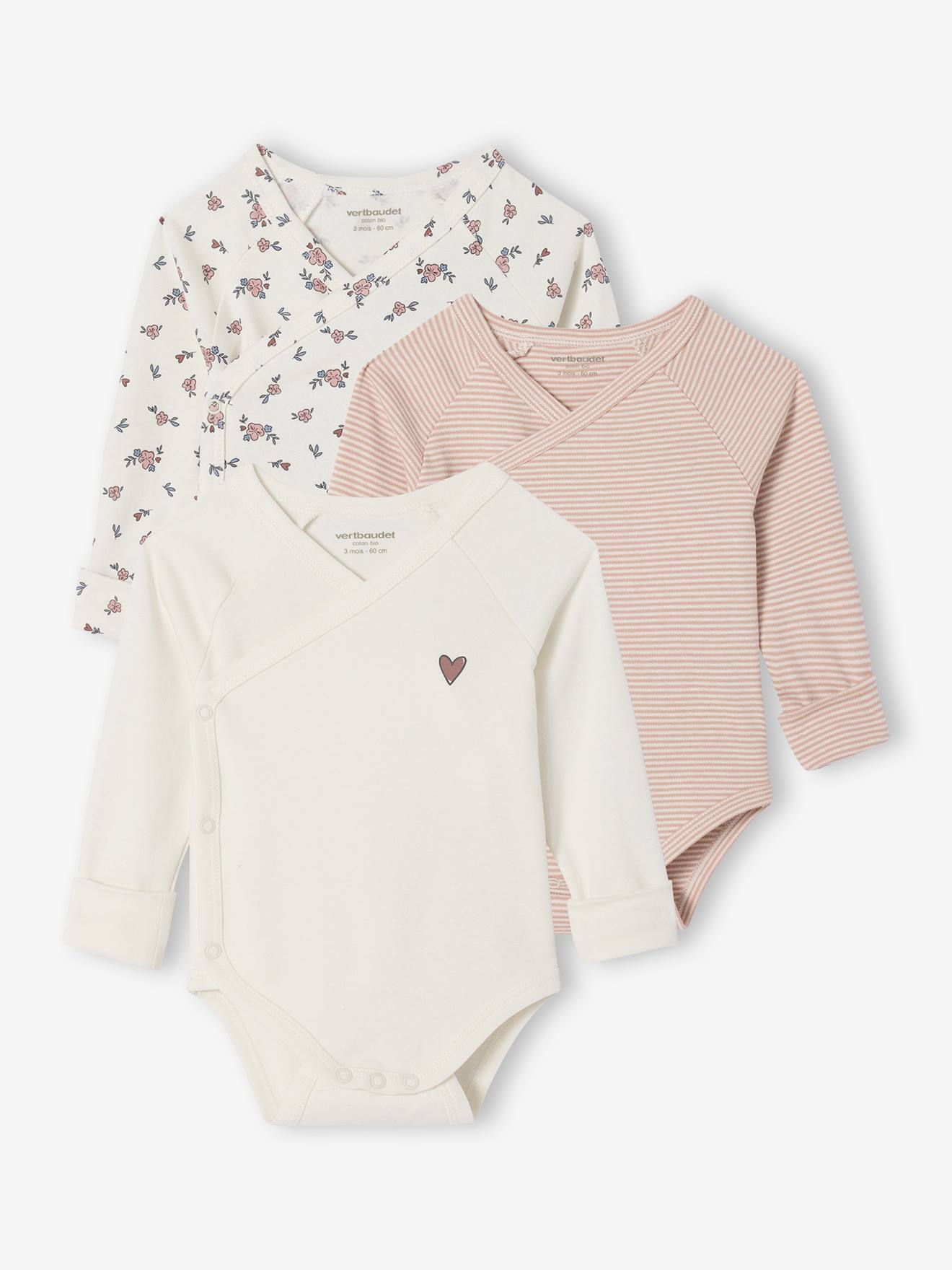 Vertbaudet Set Van 3 Meegroei Body's Rozen