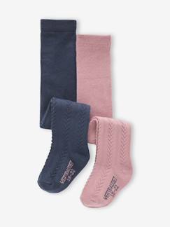 -Set met 2 paar maillots in tricot met gedraaide steek voor babymeisjes