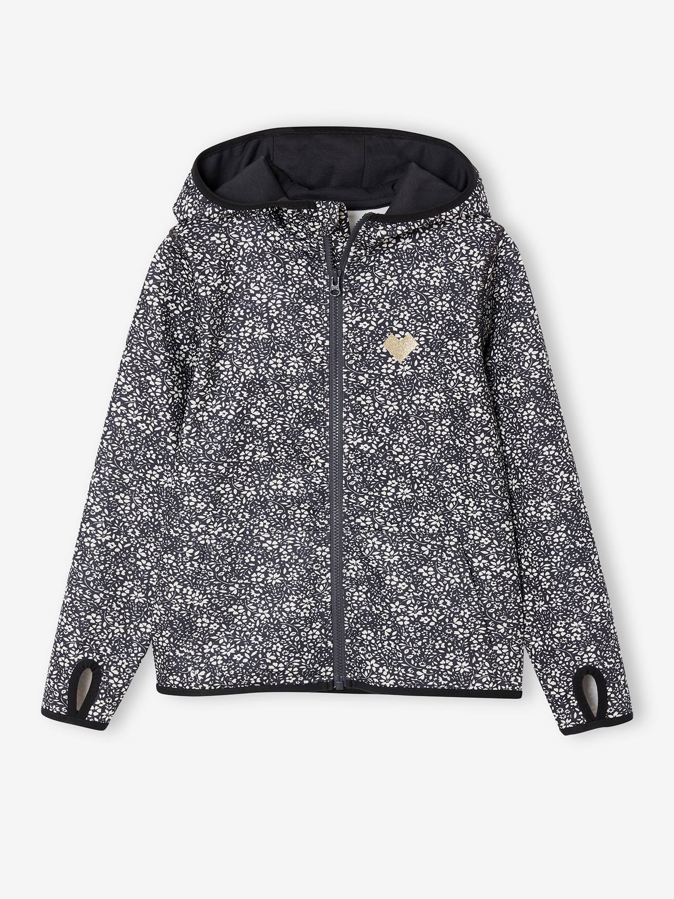 Vertbaudet Sport Sweatshirt Met Rits En Bloemenprint In Technisch Materiaal Antraciet