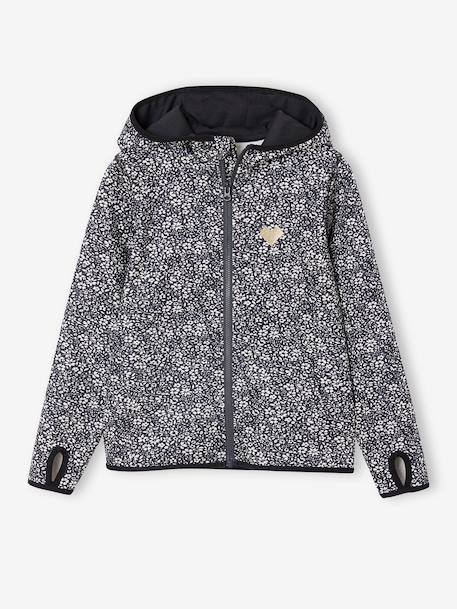 Fille-Pull, gilet, sweat-Sweat-Sweat sport zippé matière technique fille motifs fleurs