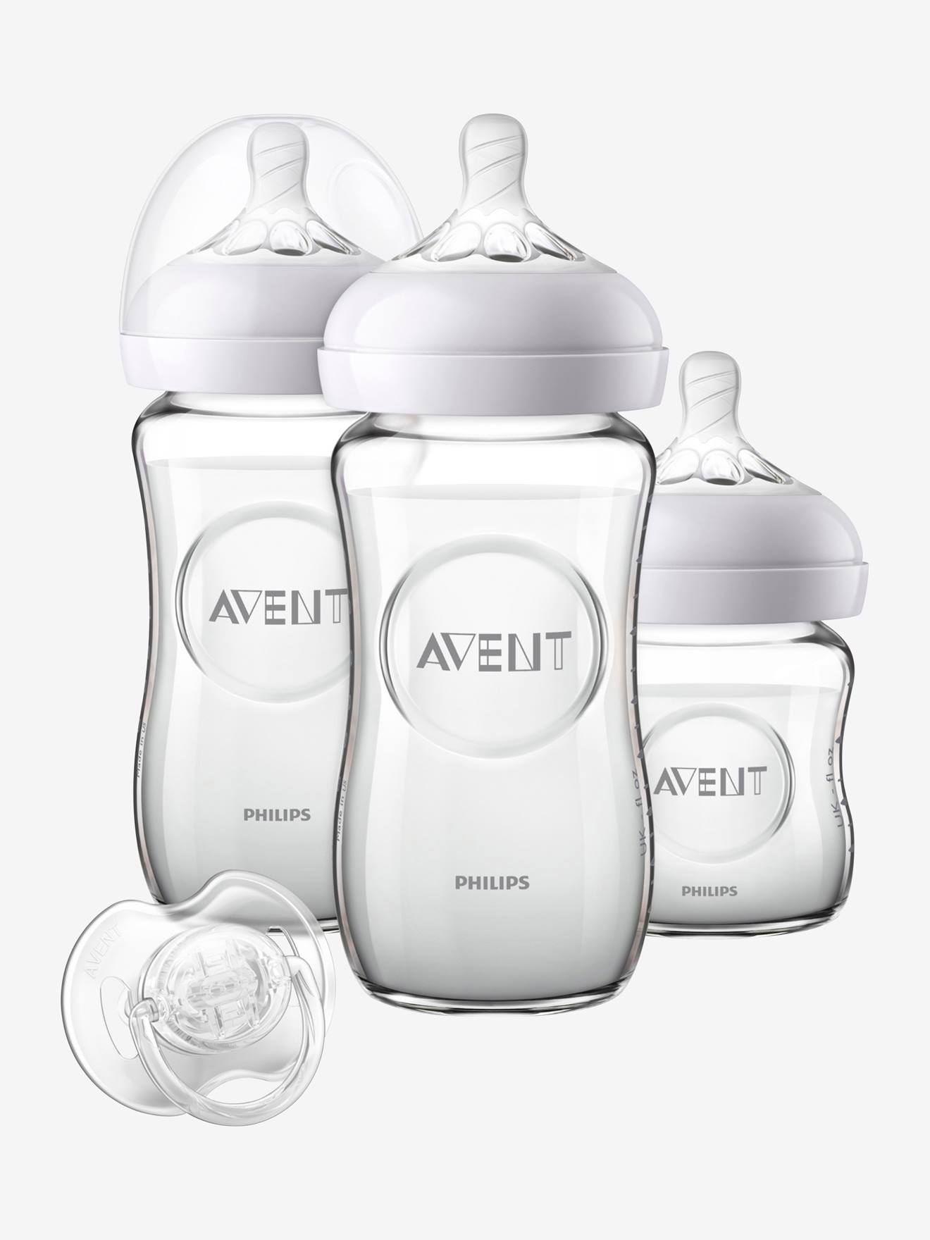 Kit Nouveau Ne 3 Biberons En Verre Sucette Philips Avent Natural Transparent Puericulture