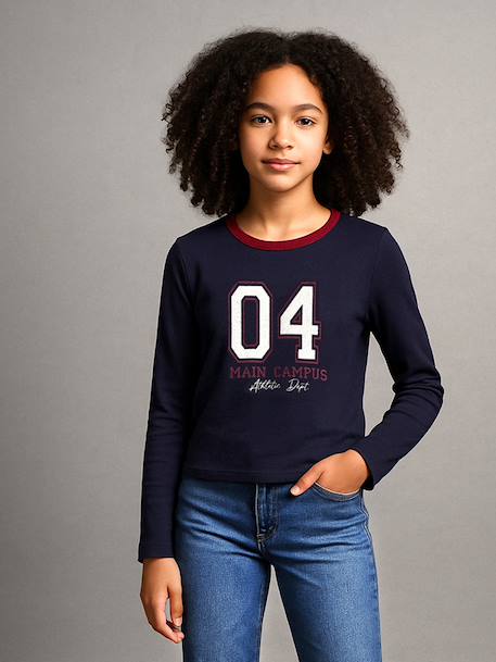 Fille-T-shirt, sous-pull-T-shirt fille cropped manches longues fille