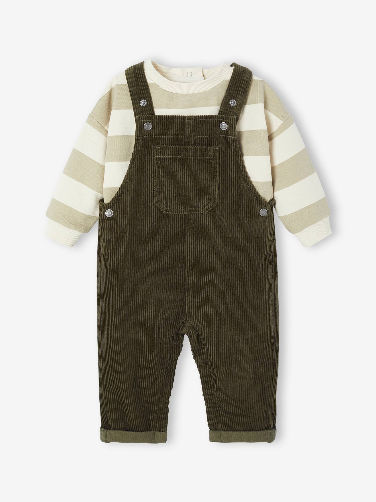 Vertbaudet Babyset Sweater + Salopet Kaki