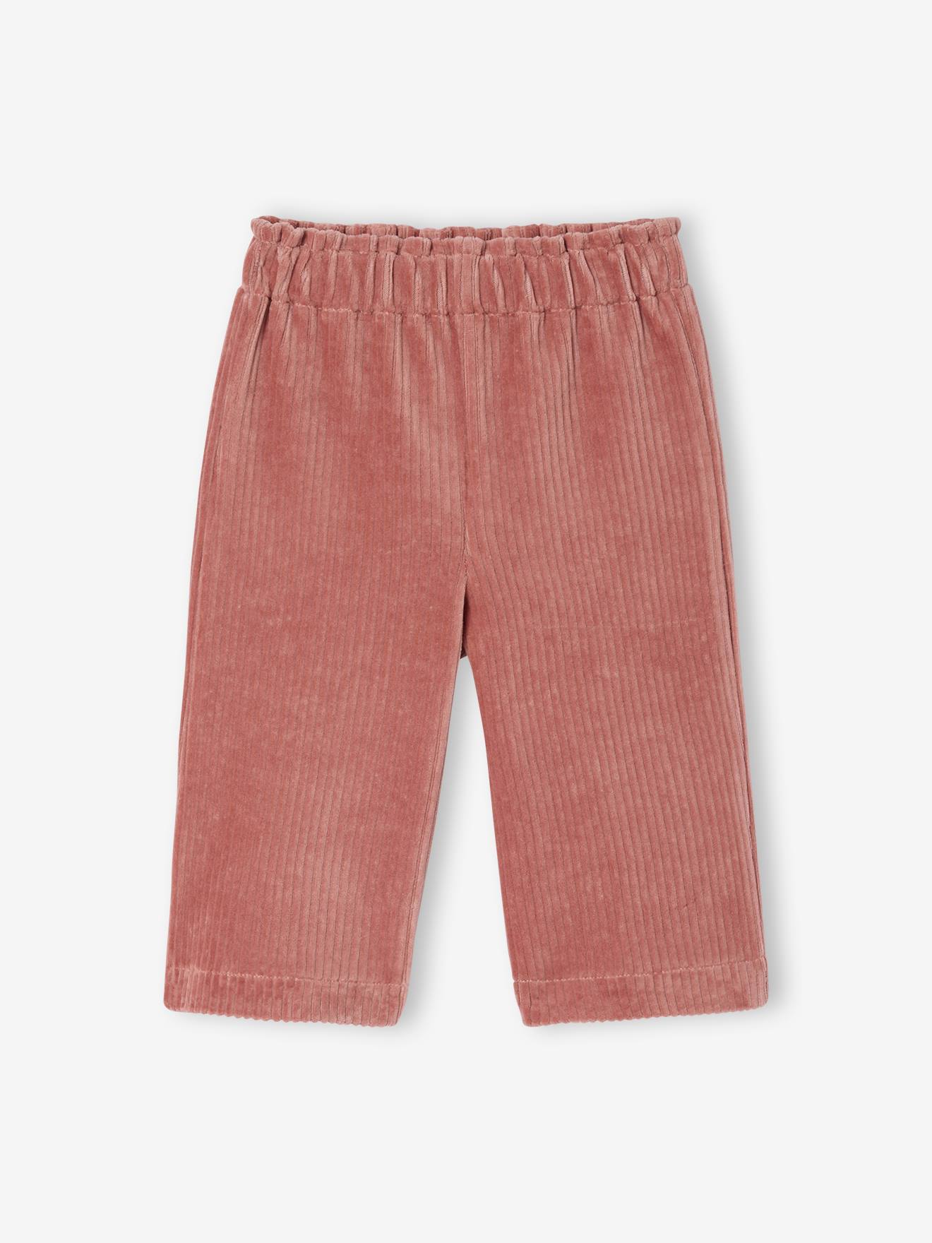 Vertbaudet Baby Broek In Fluweel / Velours, Wijde Vorm Oudroze