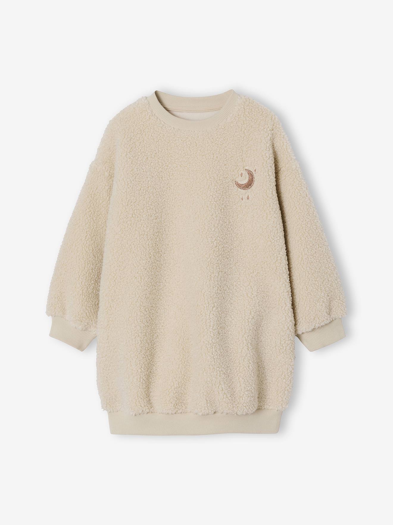 Vertbaudet Jurk Van Sherpa Voor Meisjes Met Geborduurde Details Vanille