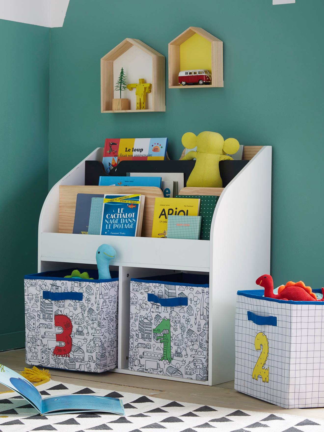Vertbaudet Opbergmeubel 2 Vakken + Rek-bibliotheek School Wit