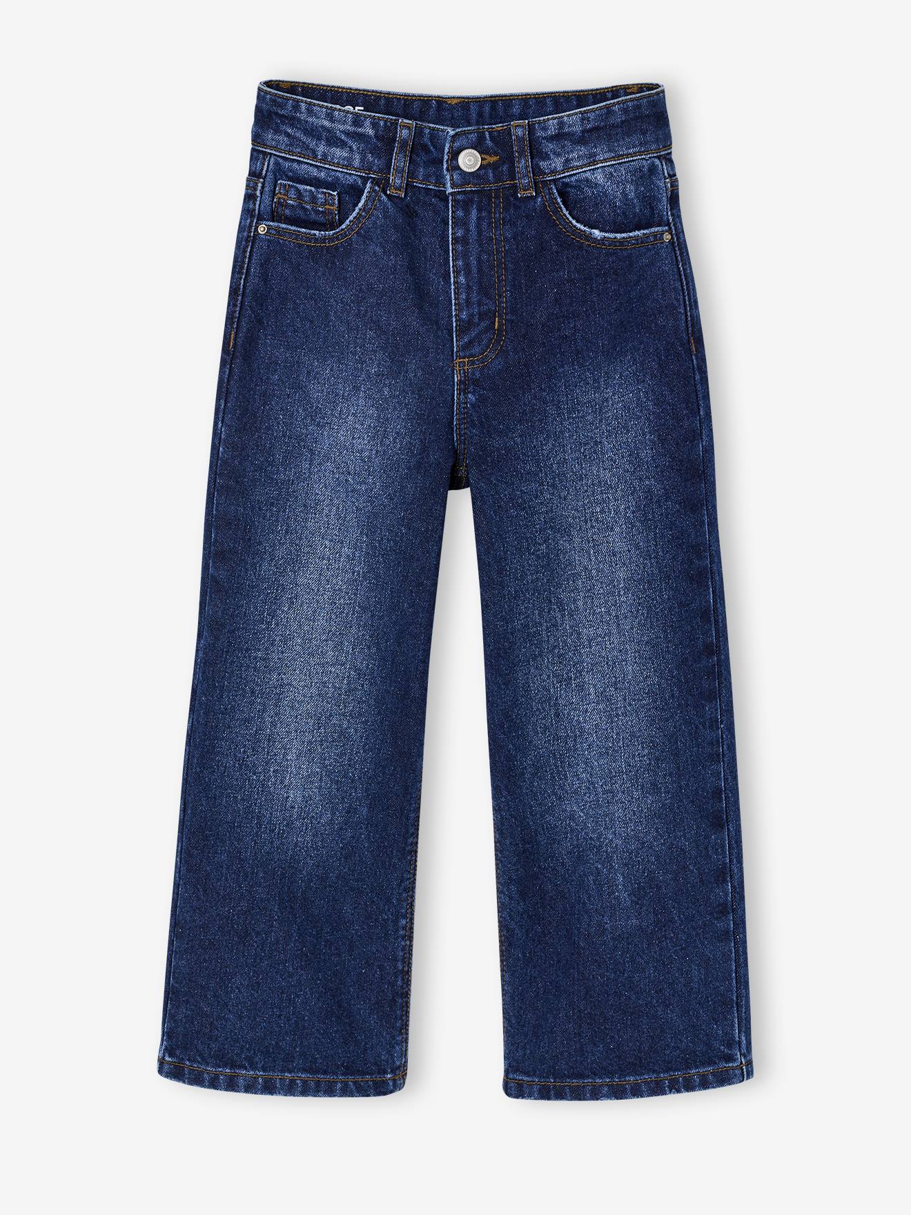 Vertbaudet Wijde Meisjesjeans Medium Lichaamsbouw Donkerblauw