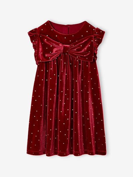 Robe fille noël à noeud velours lisse  - vertbaudet enfant