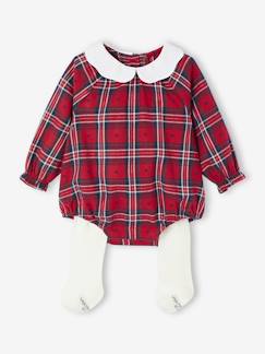 Bébé-Salopette, combinaison-Ensemble bébé Noël barboteuse flanelle et collant collab vertbaudet x Envie de Fraise