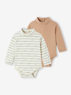-Lot de 2 bodies naissance en interlock 1 rayé + 1 uni