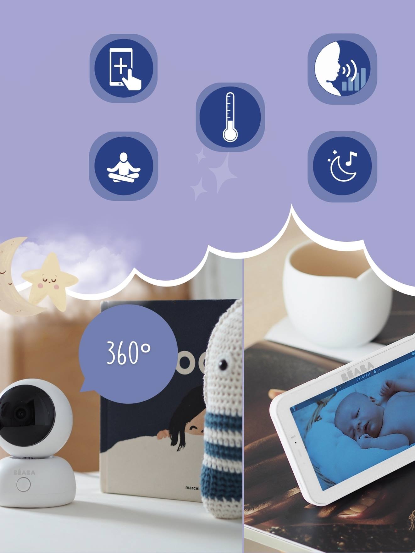 Béaba Zen Premium Babyfoon met camera en app - Baby Monitor met parent unit - Baby