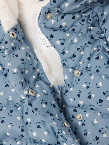 Asymmetrisch donsjack met voering baby grijsblauw+iriserend koper+poederroze - vertbaudet enfant 