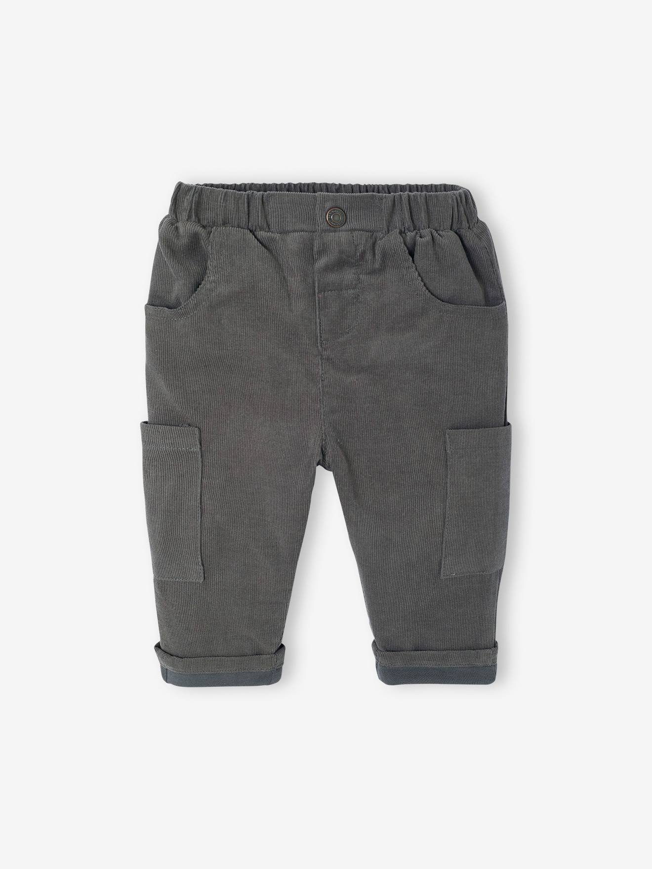 Vertbaudet Babybroek Met Battle Fit In Fluweel/velours Met Voering Antraciet