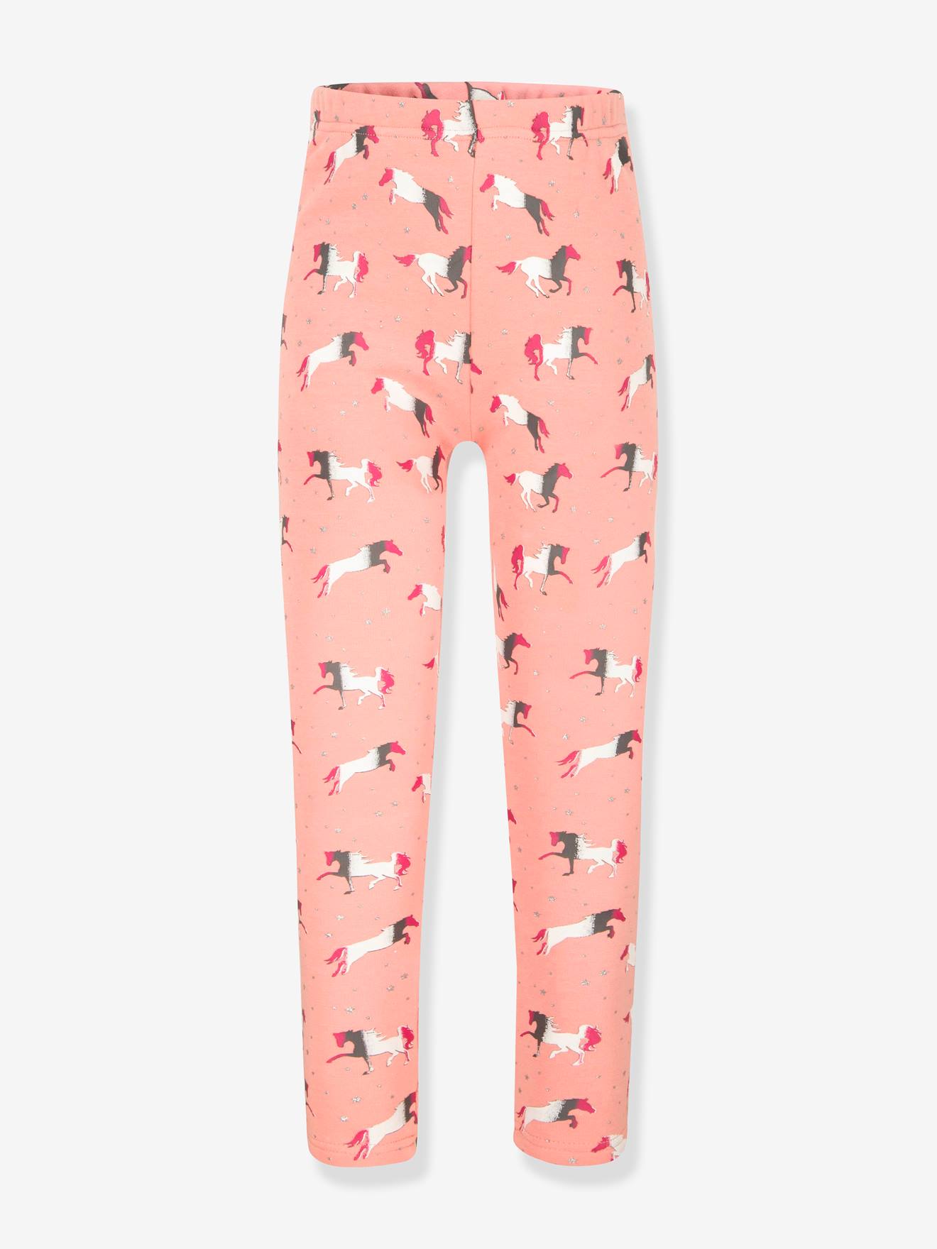HAPPY GIRLS thermische legging voor meisjes met paarden roze (poederkleur)
