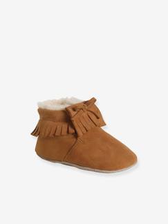 Chaussures-Chaussures bébé 17-26-Chaussons élastiqués fourrés en cuir souple bébé