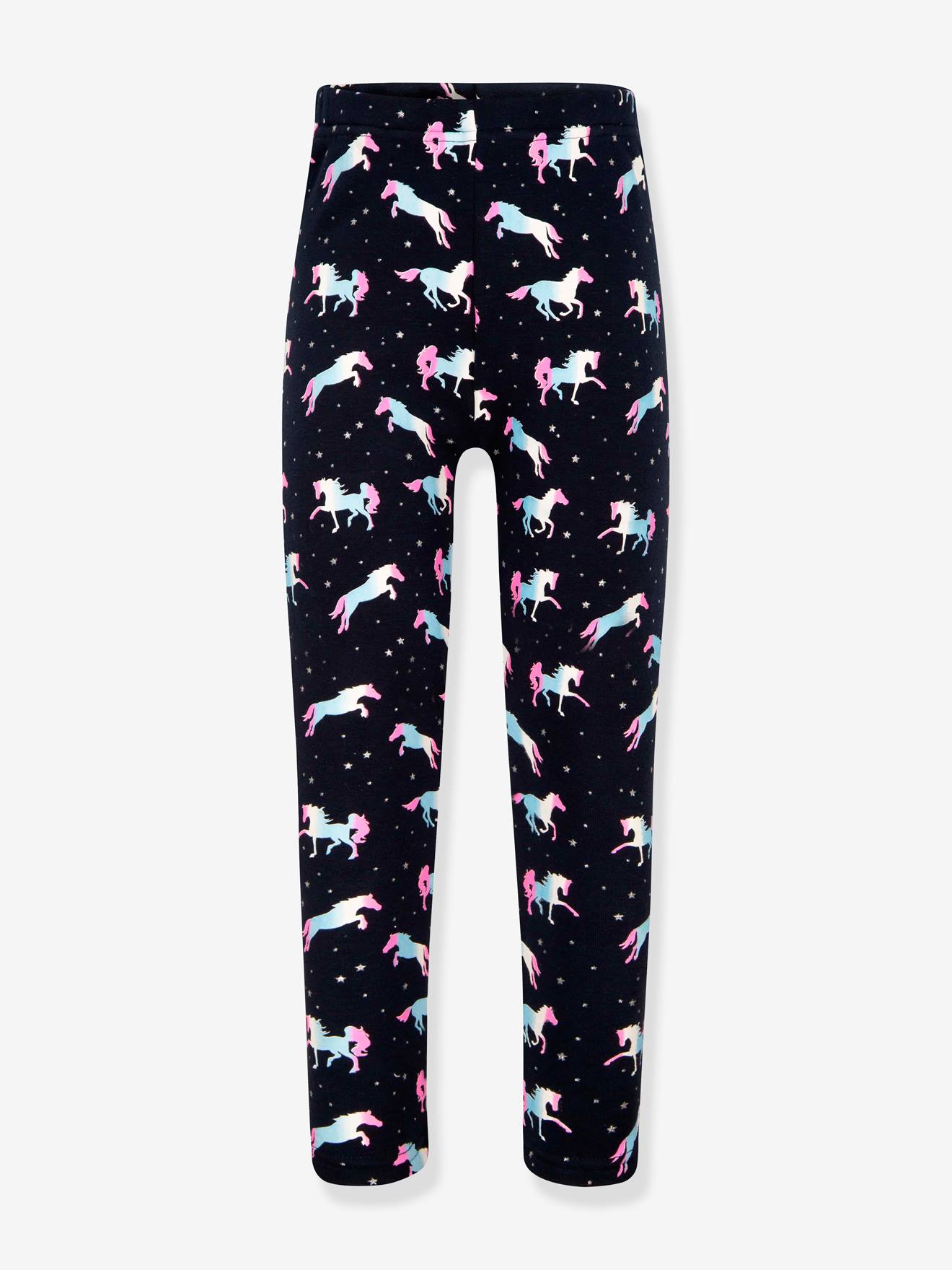 HAPPY GIRLS thermische legging voor meisjes met paarden marineblauw