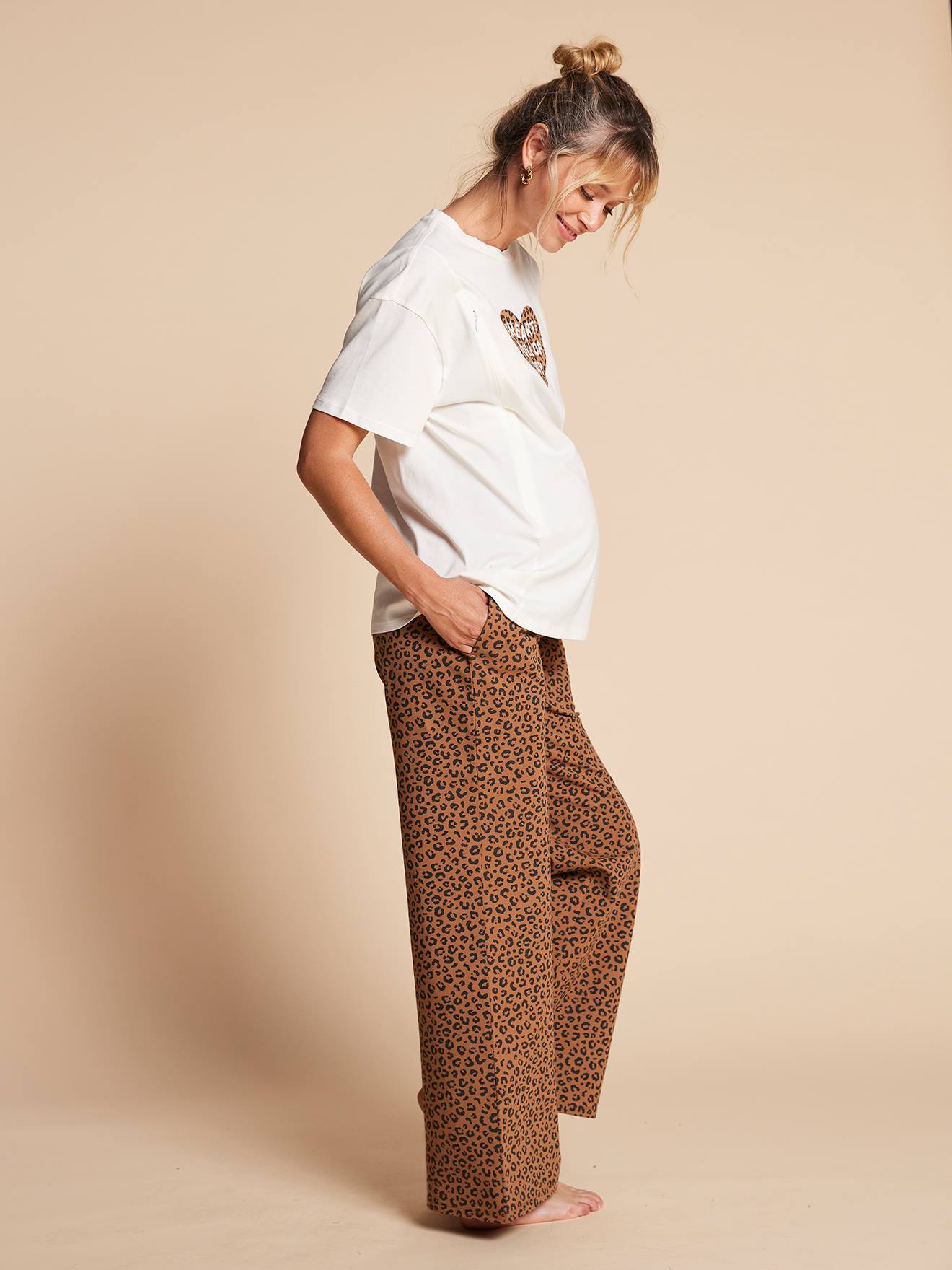 Pyjama Set 2-delig Luipaard Zwangerschap En Borstvoeding Envie De Fraise Taupe