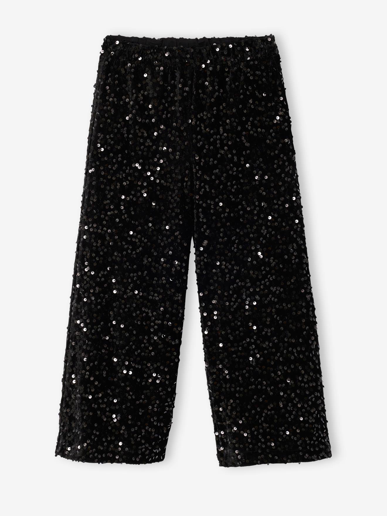 Vertbaudet Wijde Broek Voor Meisjes Met Pailletten Zwart