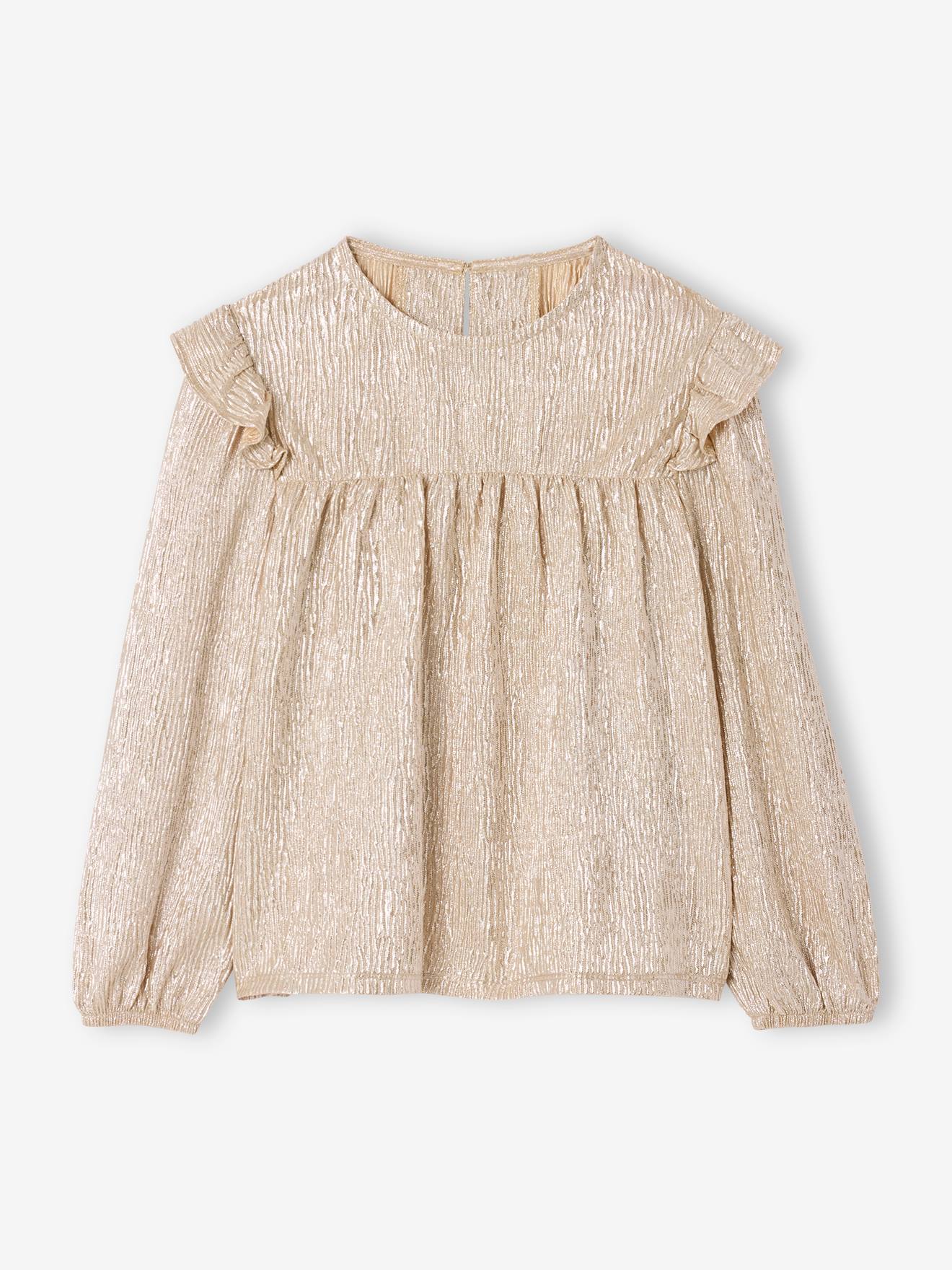 Vertbaudet T-shirt Kerstmis Meisjes Lange Mouwen Goud