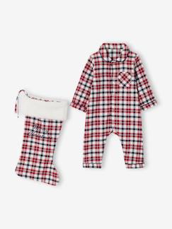 Bébé-Pyjama, surpyjama-Ensemble bébé mixte combinaison + chaussettes à carreaux Noël