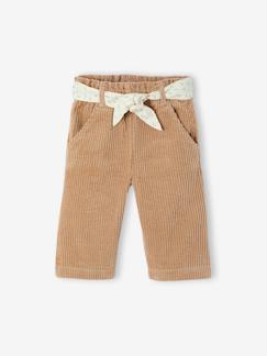 Baby-Wijde fluwelen broek met gebloede riem voor baby's 