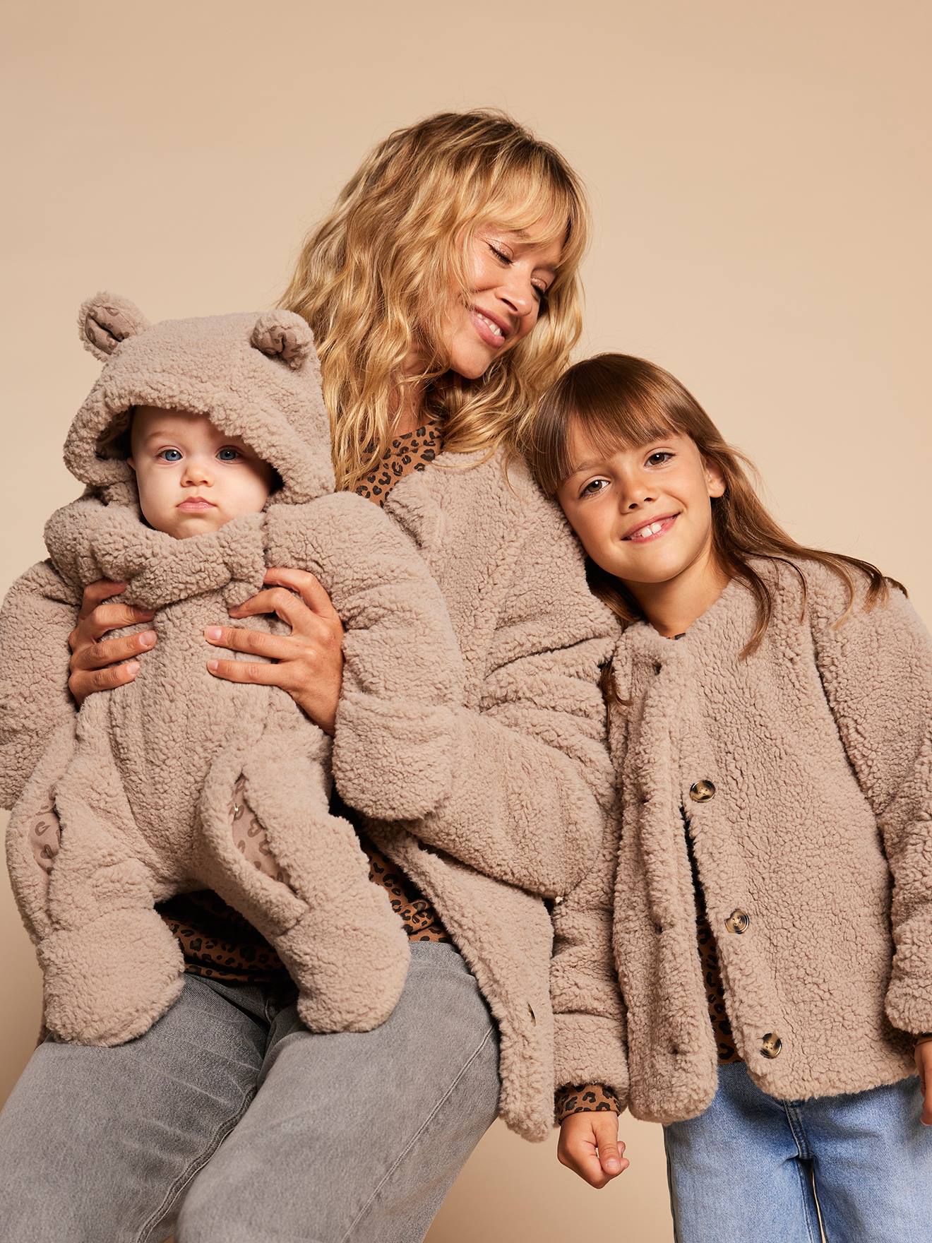 Sherpajas Met Luipaardvoering, Capsulecollectie Moeder-dochter Envie De Fraise Taupe