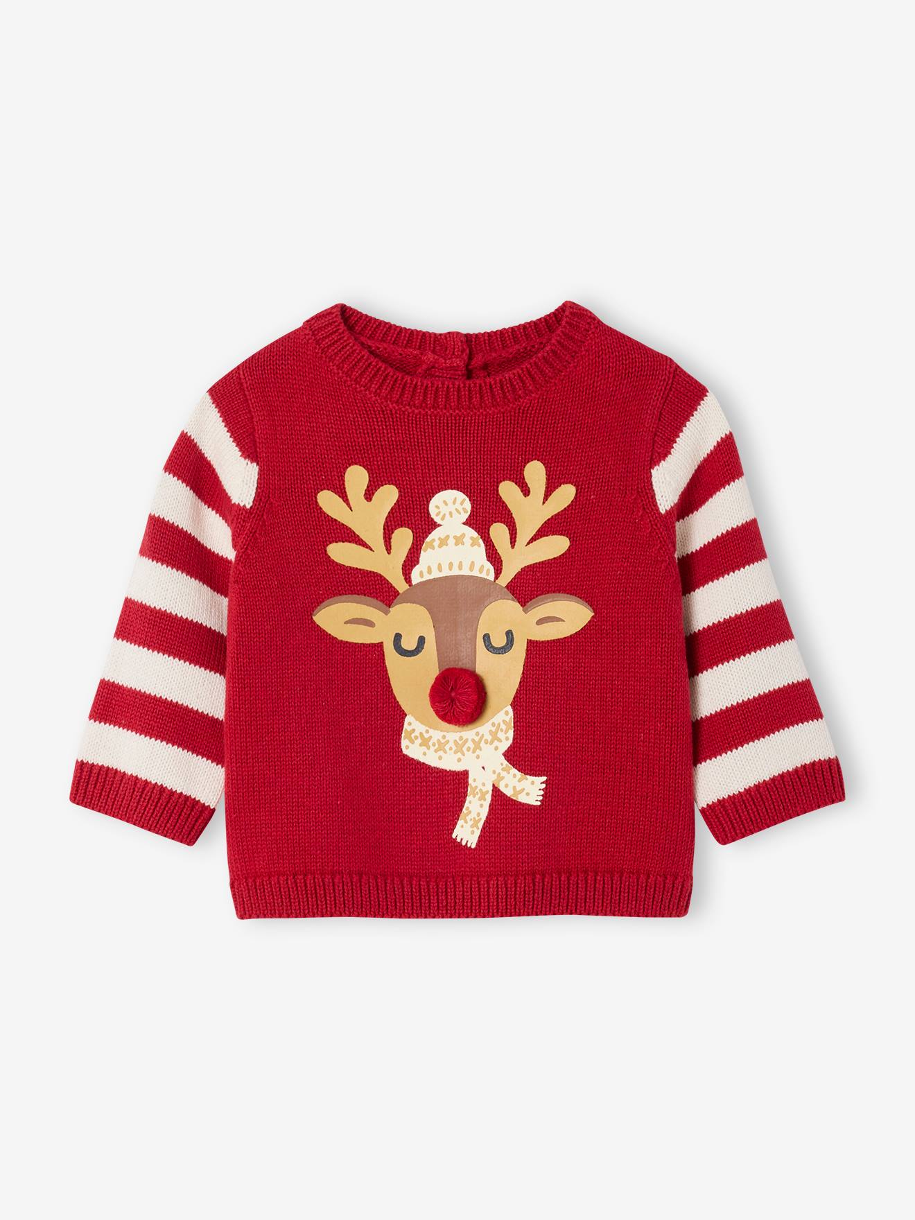 Vertbaudet Kersttrui Voor Babyjongens Met Rendiermotief Rood